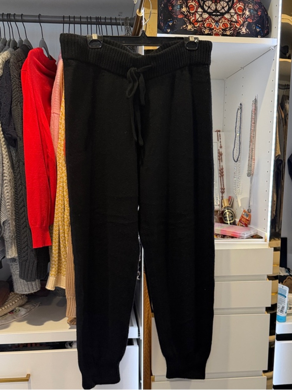 summersalt Cashmere Black Knit Joggers with Drawstring XL